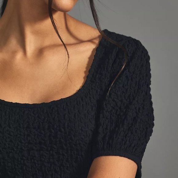 Anthropologie Lea & Viola Puff Sleeve Top, Black - Picture 3 of 6